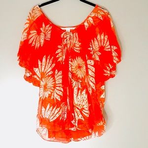 Diane Von Furstenberg Orange Merrill Silk Blouse